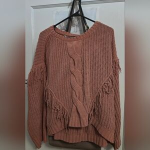 No Boundaries Dusty Pink Cable Knit Sweater